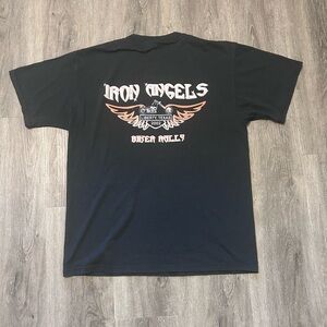 Y2K 2002 Bike Rally Iron Angels Liberty Texas Black Shirt Sz L Motorcycle